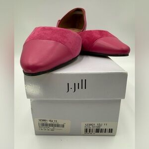 J. Jill Women's Hot Pink Suede Pointed Toe D’Orsay Flats New Size 11